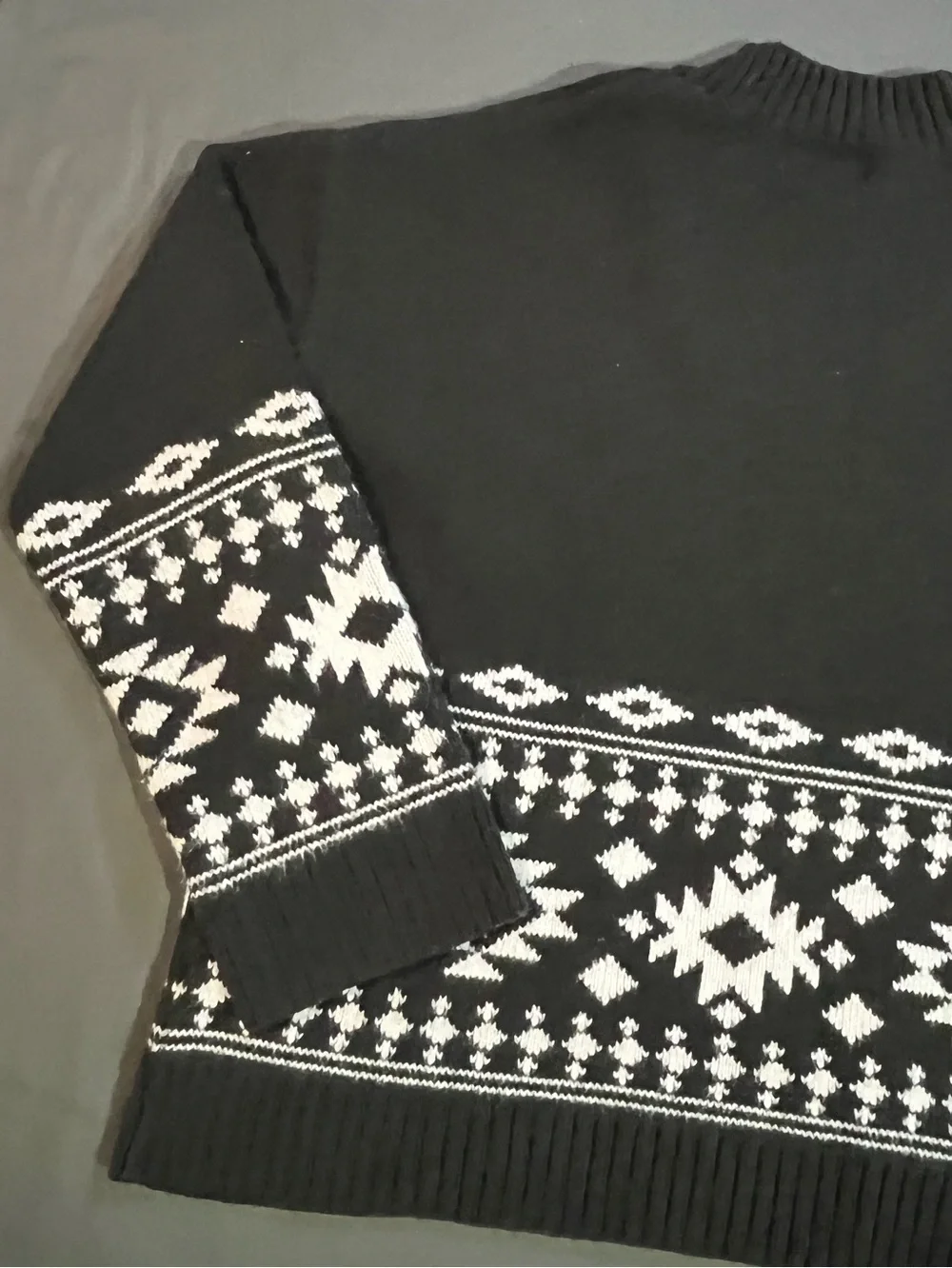H&M Jacquard Fair Isle Sweater, Dark Grey/White, Sz S